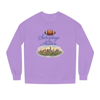 Saturdays in Austin Crewneck Sweatshirt — Floral Football City Skyline Design