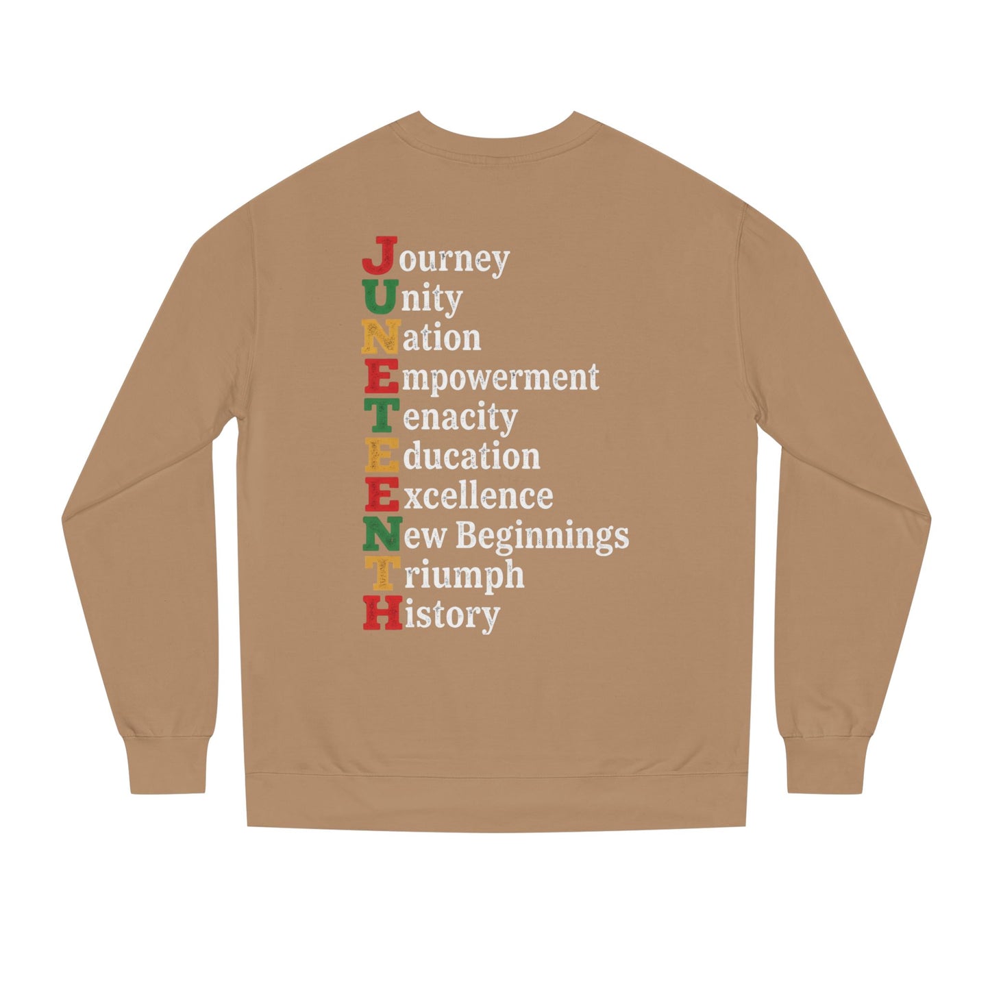 Juneteenth Crewneck Sweatshirt — "JUNETEENTH" Acrostic: Journey, Unity, Nation, Empowerment