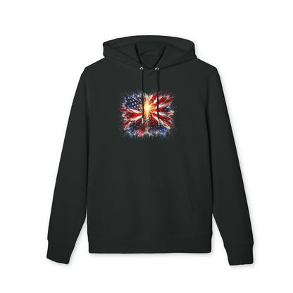 American Flag Explosion Hoodie — Patriotic Firework Pullover