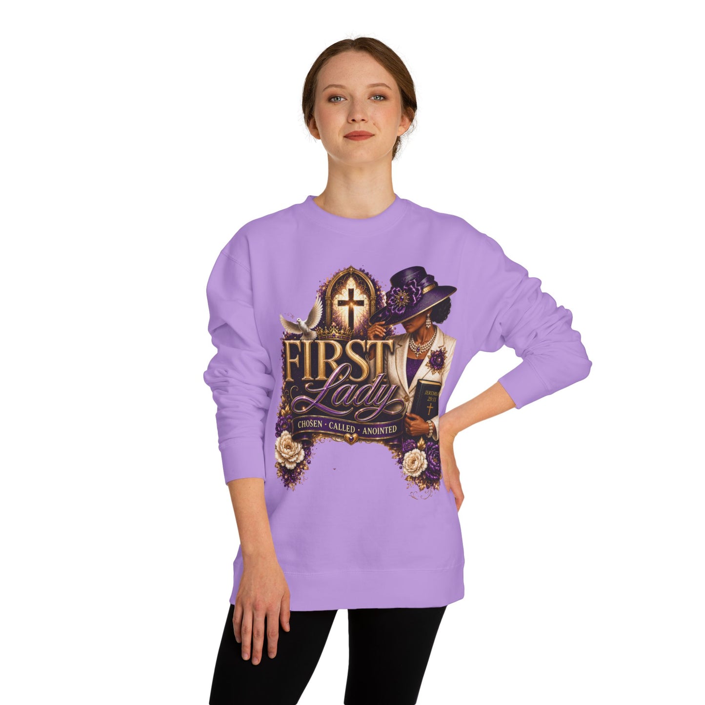 First Lady Church Sweatshirt – Christian Women’s Faith Graphic Crewneck