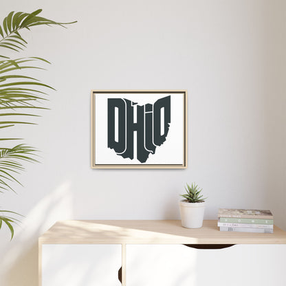 Ohio State Silhouette Matte Framed Canvas — Modern State Wall Art