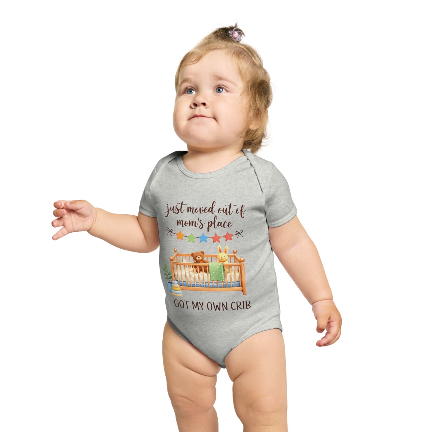 Baby Bodysuit "Just Moved Out of Mom's Place — Got My Own Crib" Cute Newborn Onesie