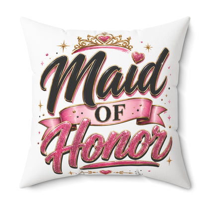 Maid of Honor Decorative Pillow - Pink Crown Bridal Gift