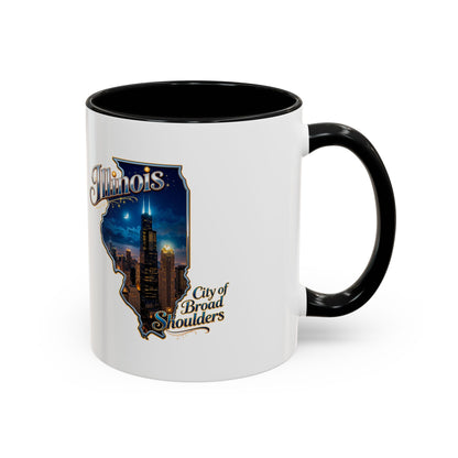 Illinois Skyline Accent Coffee Mug – City of Broad Shoulders Chicago Design (11/15oz)