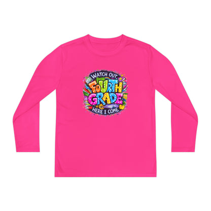 Fourth Grade Kids Long Sleeve Tee — "Watch Out Fourth Grade Here I Come"
