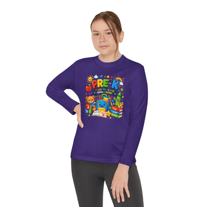 PRE-K Kids Long Sleeve Tee — Back-to-School Preschool Shirt ("Ready to Learn, Grow & Shine")