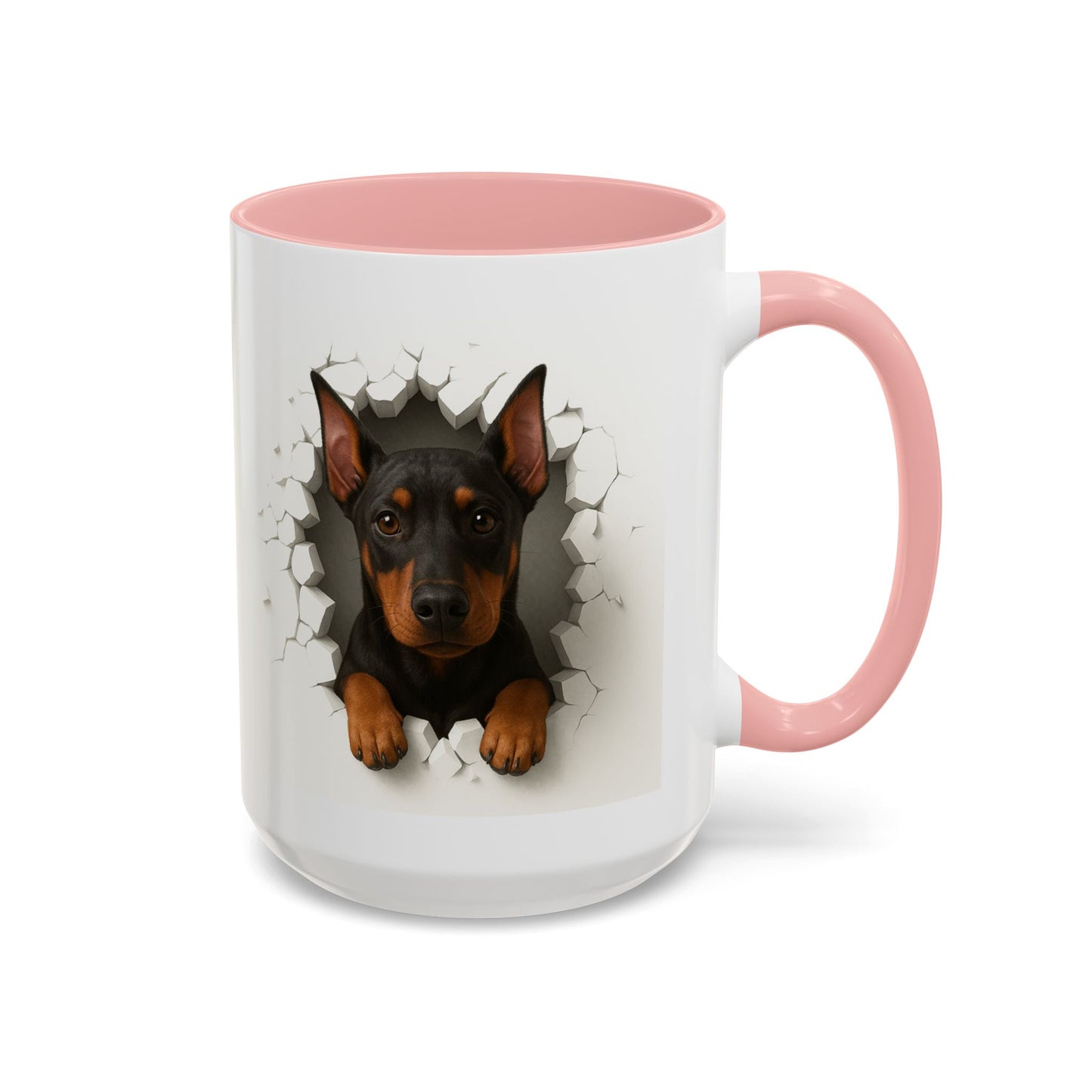 Doberman Peekaboo Accent Coffee Mug – Cute Dog Lover Gift (11/15oz)