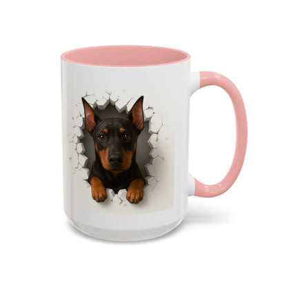 Doberman Peekaboo Accent Coffee Mug – Cute Dog Lover Gift (11/15oz)
