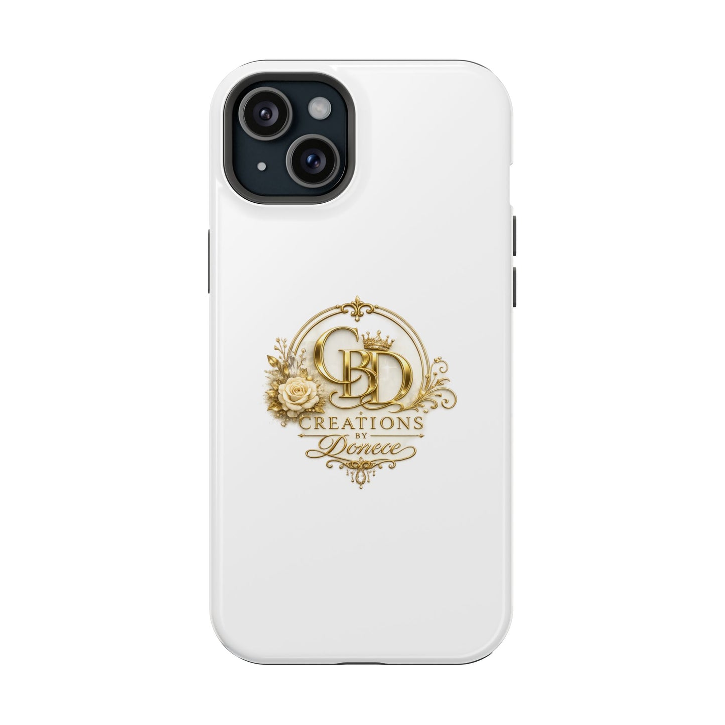 Magnetic Impact-Resistant Phone Case — Gold Floral Crest Logo