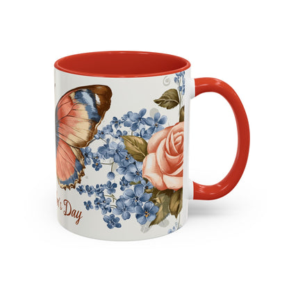 Mother's Day Butterfly Coffee Mug - 'Happy Mother's Day' Floral Accent Mug