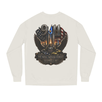 9/11 We Will Never Forget Crewneck Sweatshirt – Memorial Tribute