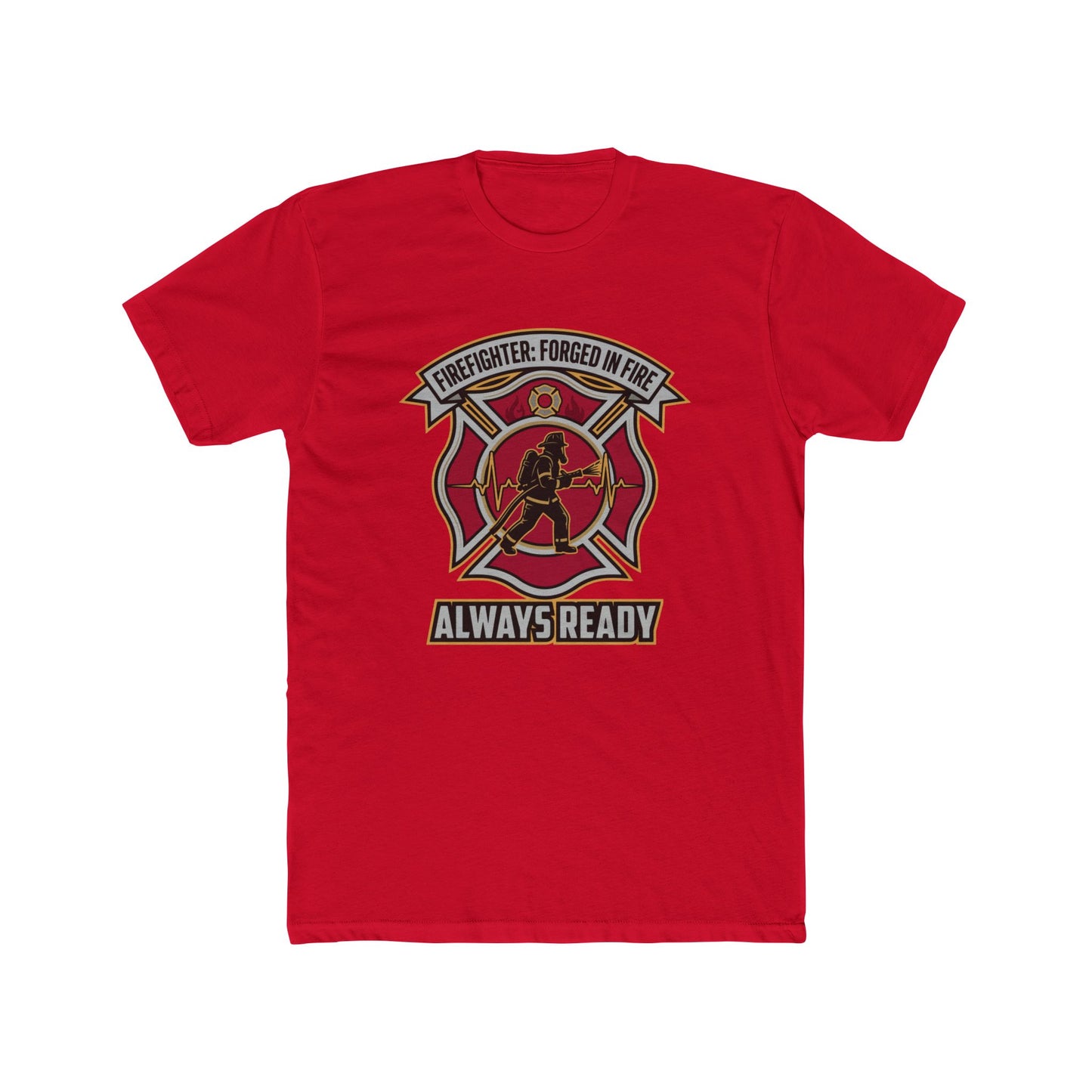 Firefighter Maltese Cross T‑Shirt — "Always Ready" Crew Tee