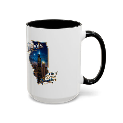 Illinois Skyline Accent Coffee Mug – City of Broad Shoulders Chicago Design (11/15oz)