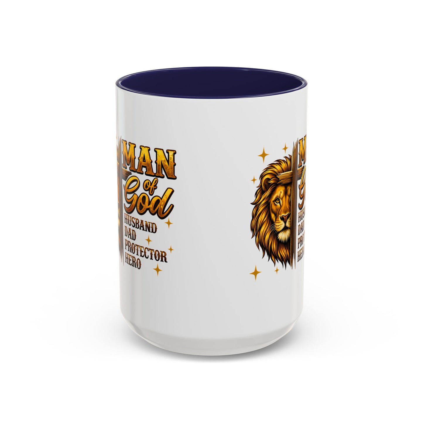 Man of God Lion Coffee Mug — 'Man of God' Religious Gift for Husband, Dad, Protector
