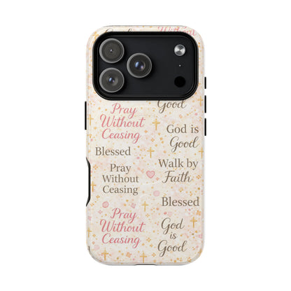 Christian Faith Magnetic Phone Case — "Pray Without Ceasing" Patterned Tough Case