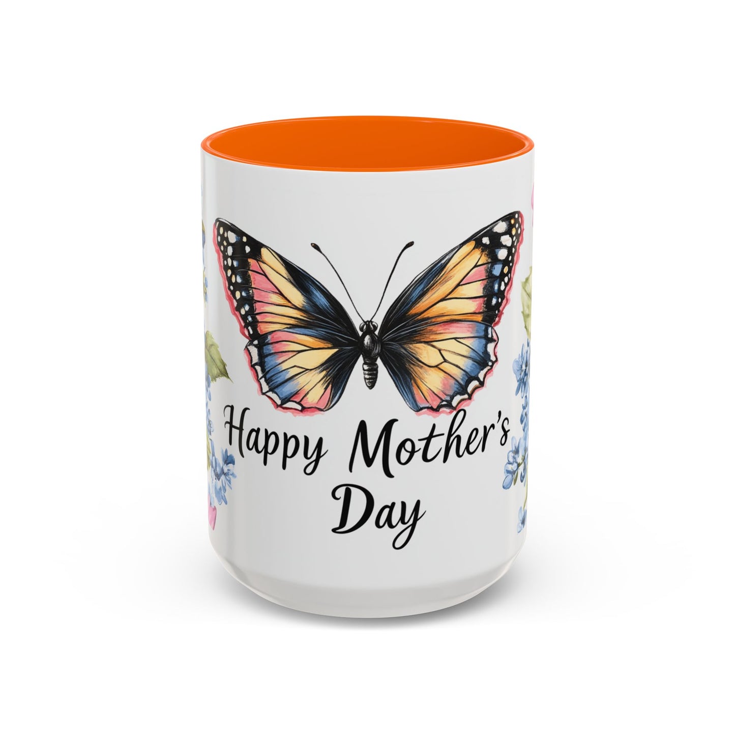 Mother's Day Butterfly Floral Coffee Mug – "Happy Mother's Day" Accent Mug (11/15 oz)
