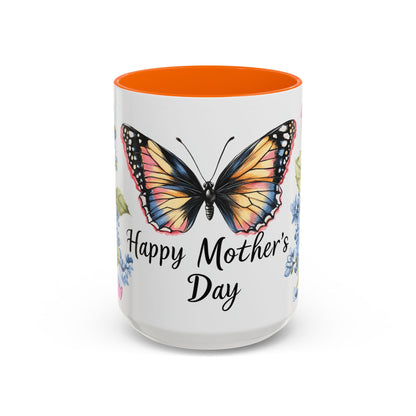 Mother's Day Butterfly Floral Accent Coffee Mug – "Happy Mother's Day"