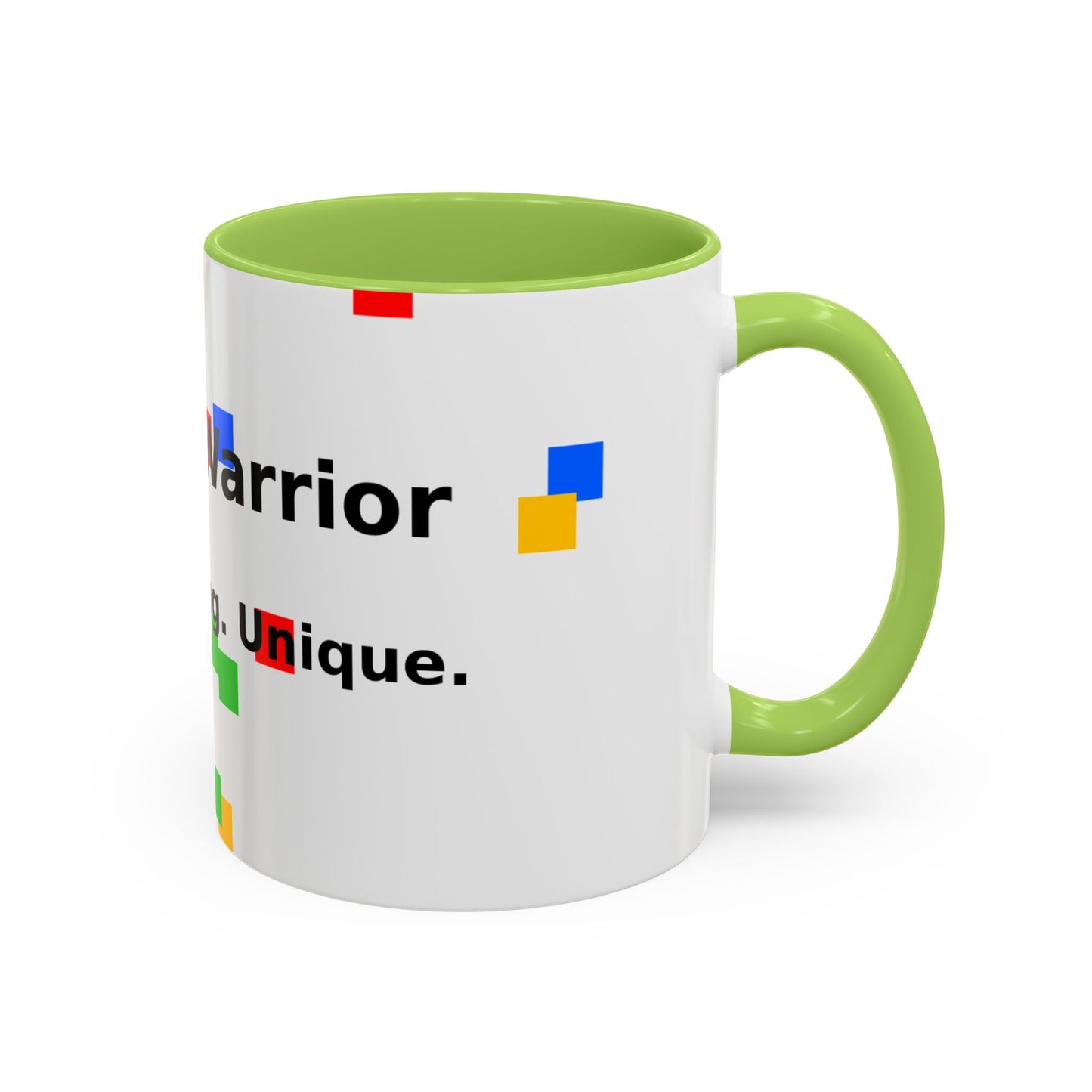 Autism Warrior Accent Coffee Mug – Bold Puzzle Pieces, Proud. Strong. Unique. (11/15oz)