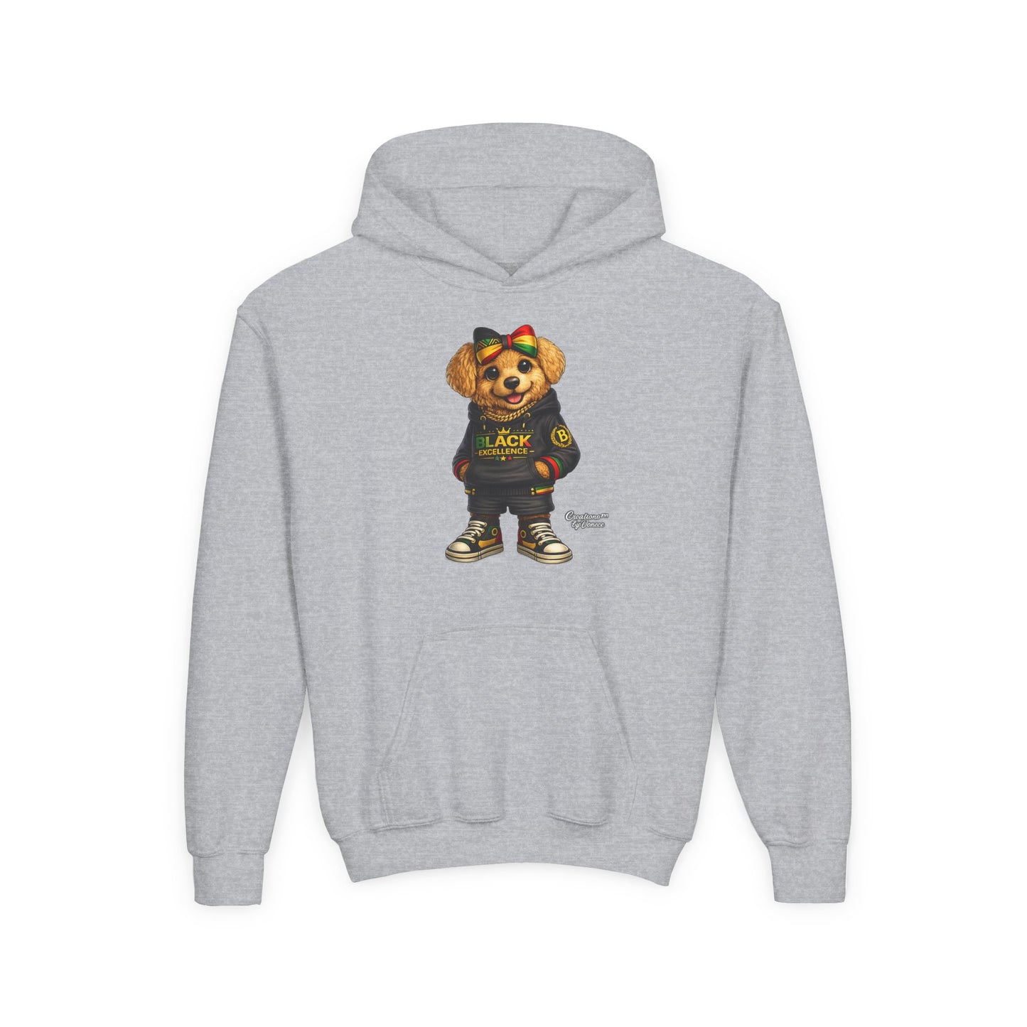 Youth Hoodie — Black Excellence Bear Graphic Sweatshirt (Kids)