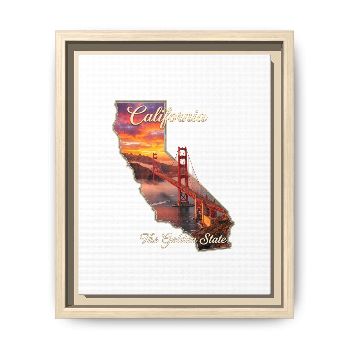 California Golden Gate Map Matte Canvas Print (Framed)