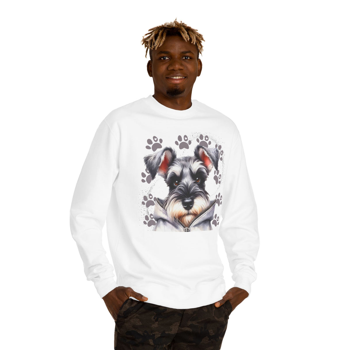 Schnauzer Pawprint Sweatshirt — Cute Dog Graphic Crewneck