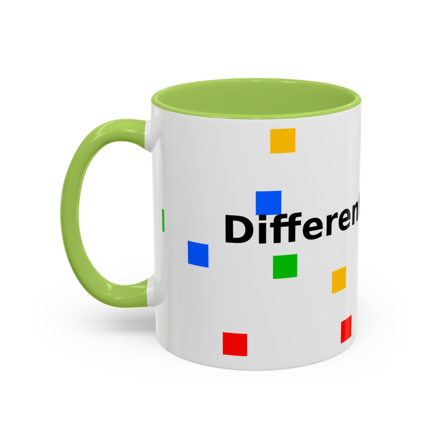 Accent Coffee Mug — 'Different Not Less' Pride-Inclusive Color Block Design (11/15oz)