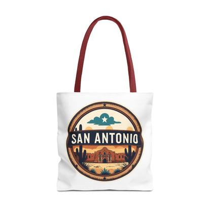 San Antonio Vintage Badge Tote Bag — Retro Texas Travel Market Tote