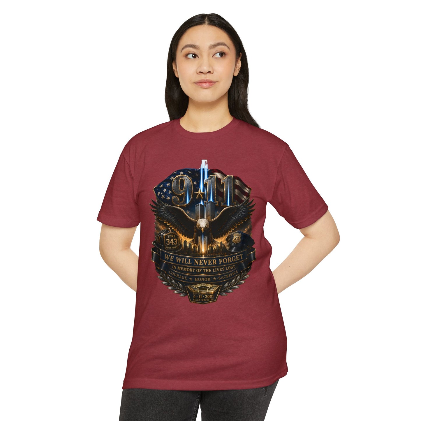 9/11 Remembrance T-Shirt — "We Will Never Forget" Tribute Tee