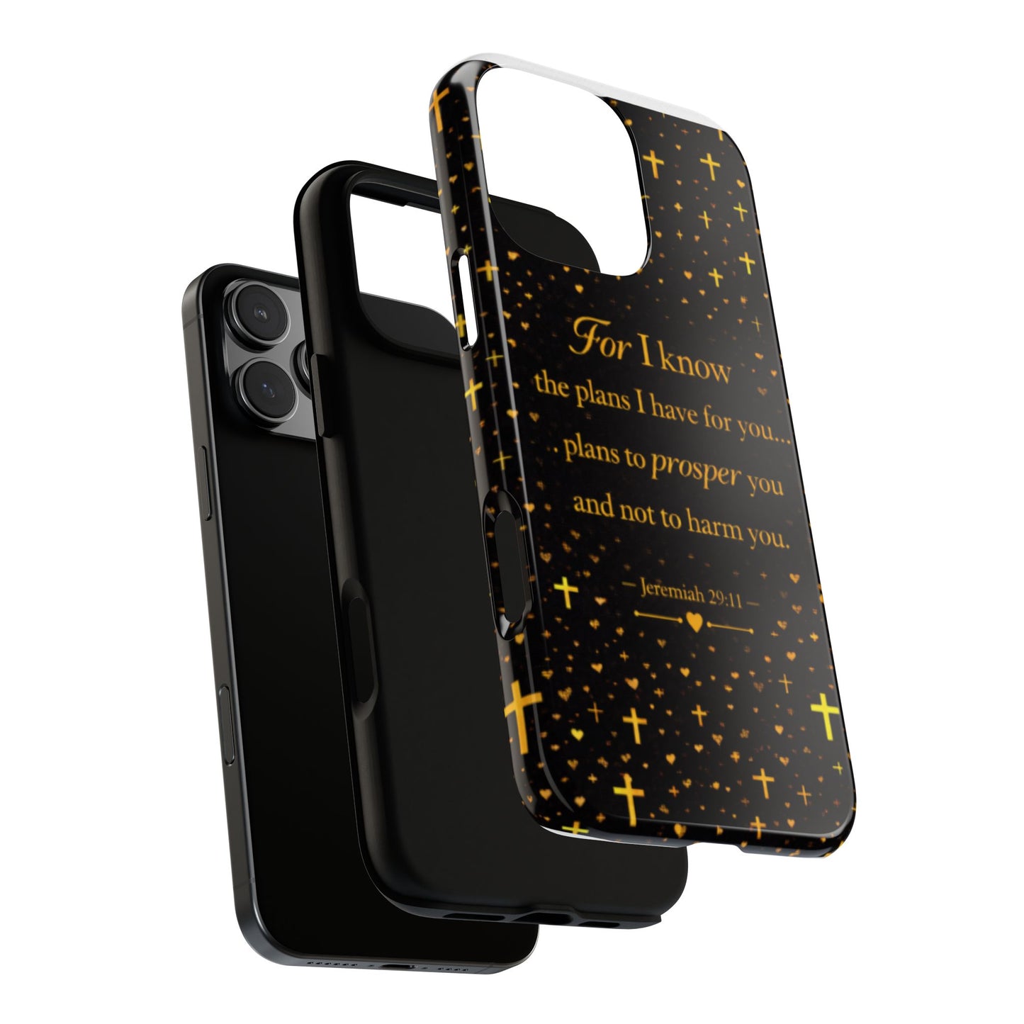 Phone Case — "For I Know" Jeremiah 29:11 Gold Cross Christian Tough Case