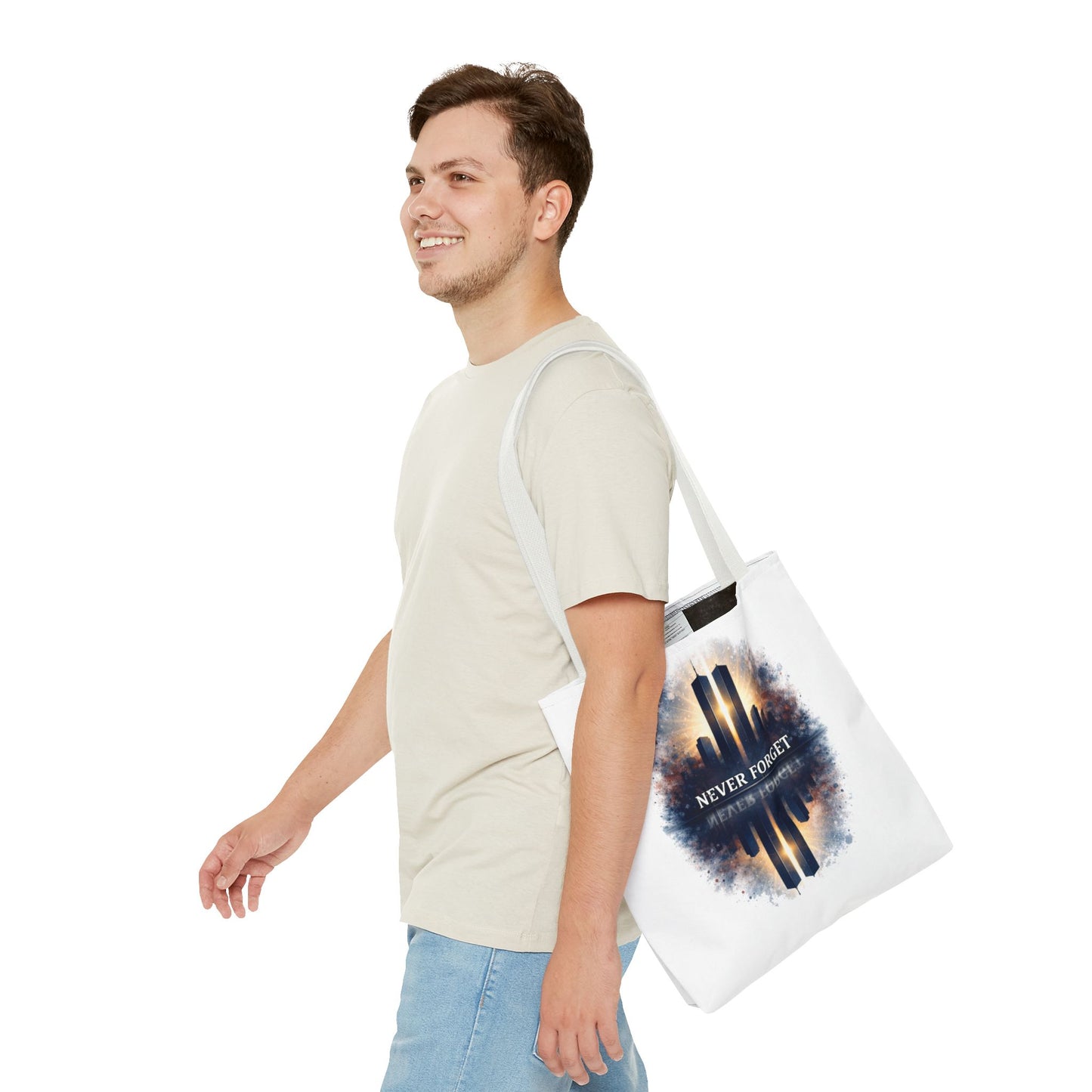 Never Forget Memorial Tote Bag — 9/11 Tribute Skyline All-Over Print
