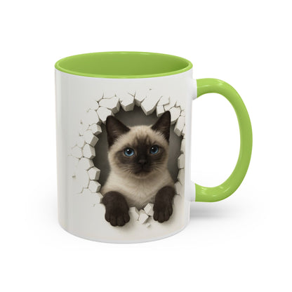 Siamese Cat Peeking Accent Coffee Mug (11/15oz)