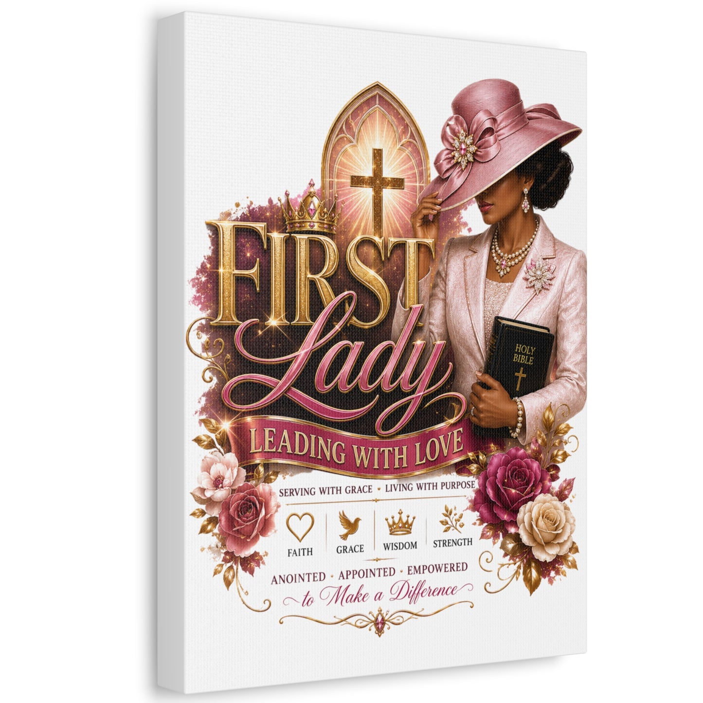 First Lady Leading With Love Canvas Wall Art — Faith-Based Church Decor