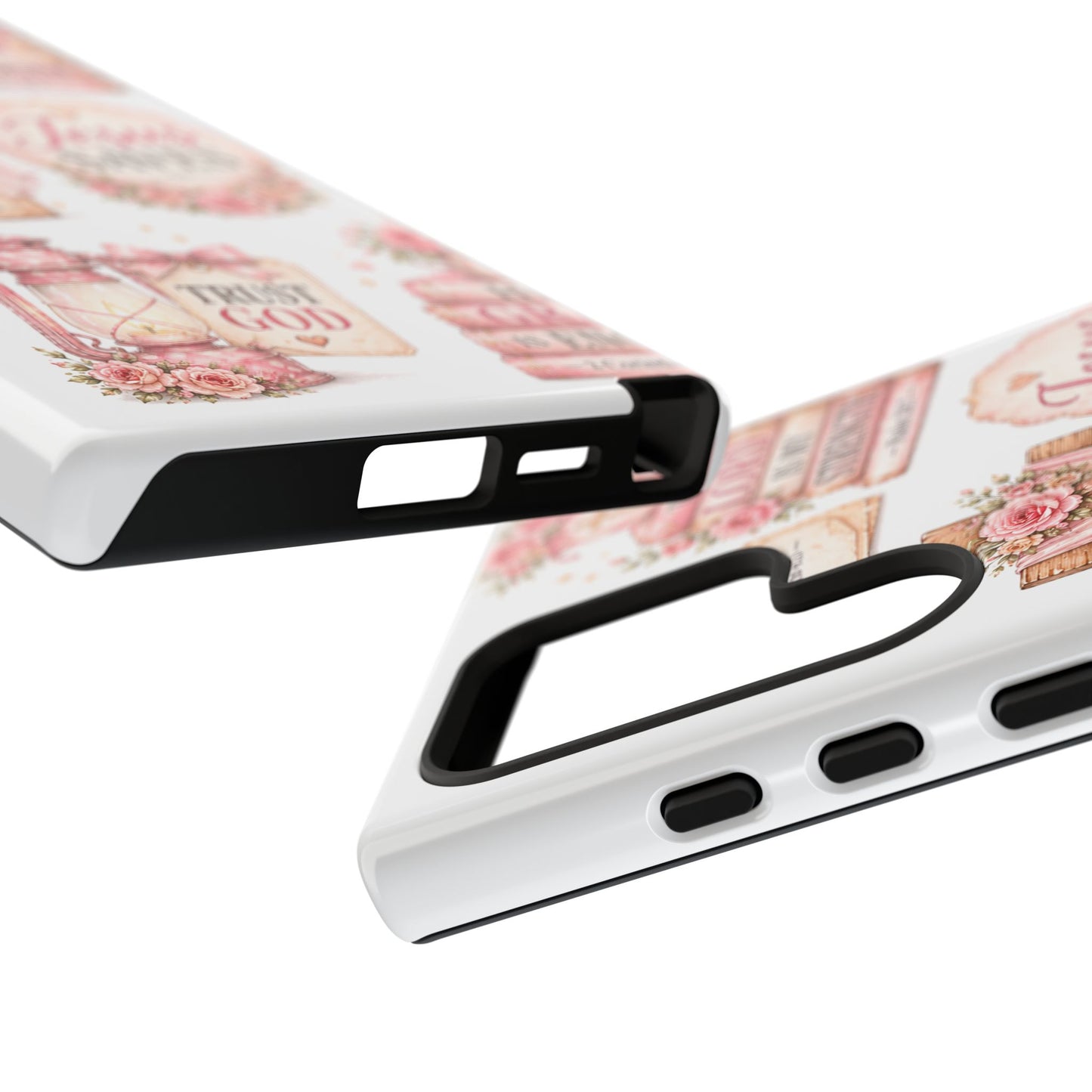 Christian Phone Case — Jesus Saves Floral Tough Case with 'God Is Within Her' & 'Trust God' Design