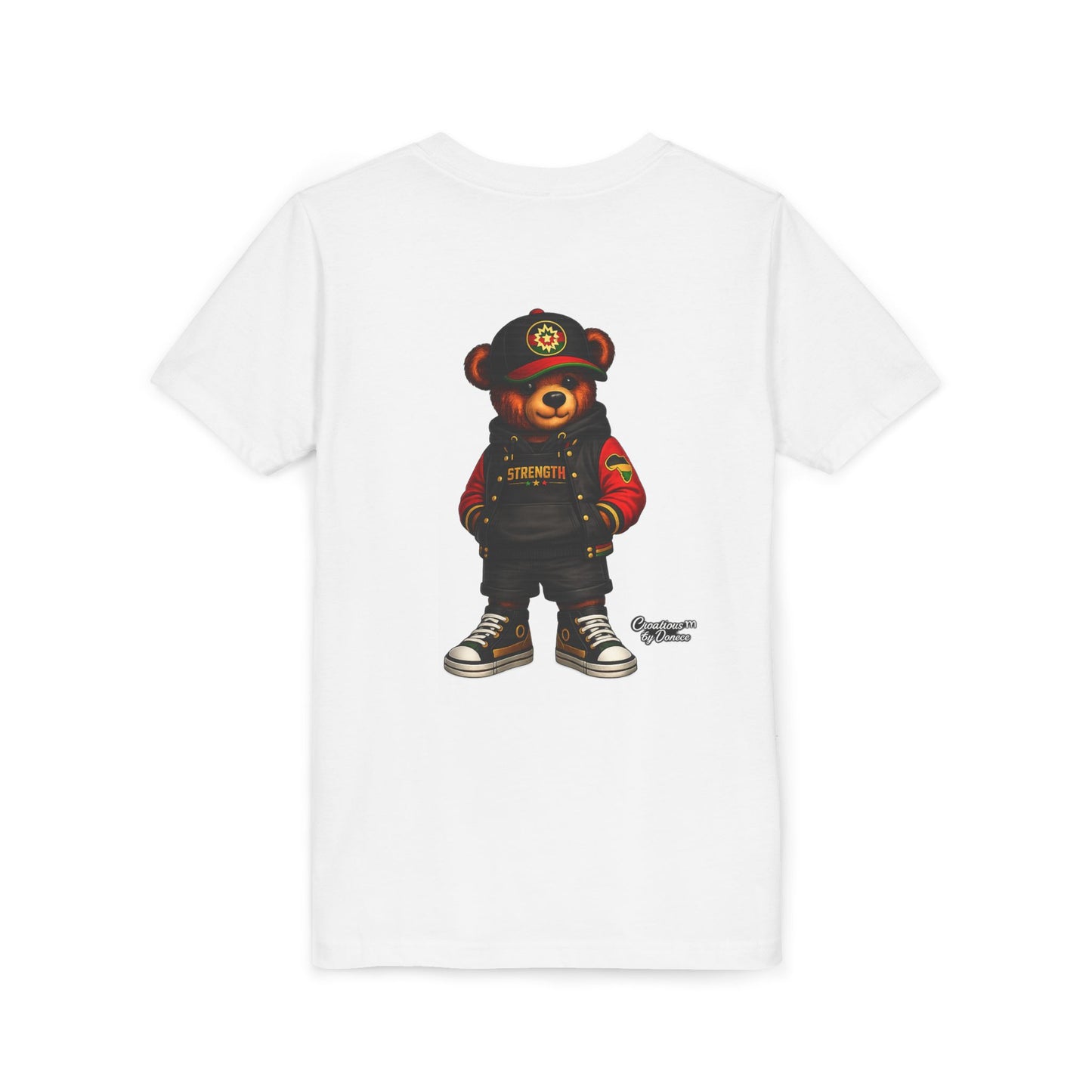 Kids Teddy Bear Streetwear Tee — 'Strength' Graphic Youth T-Shirt