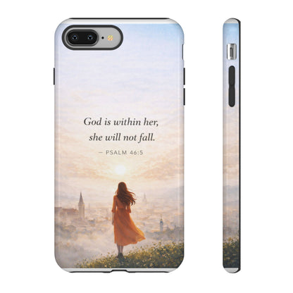 Inspirational Psalm 46:5 Phone Case — 'God is within her, she will not fall' Christian Phone Cover