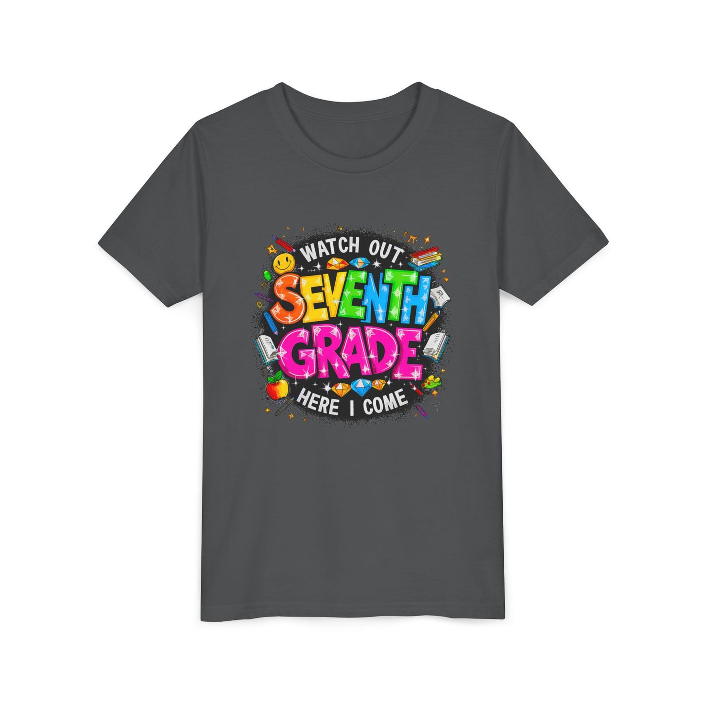 Seventh Grade Kids T-Shirt – “Watch Out Seventh Grade Here I Come” Back-to-School Tee