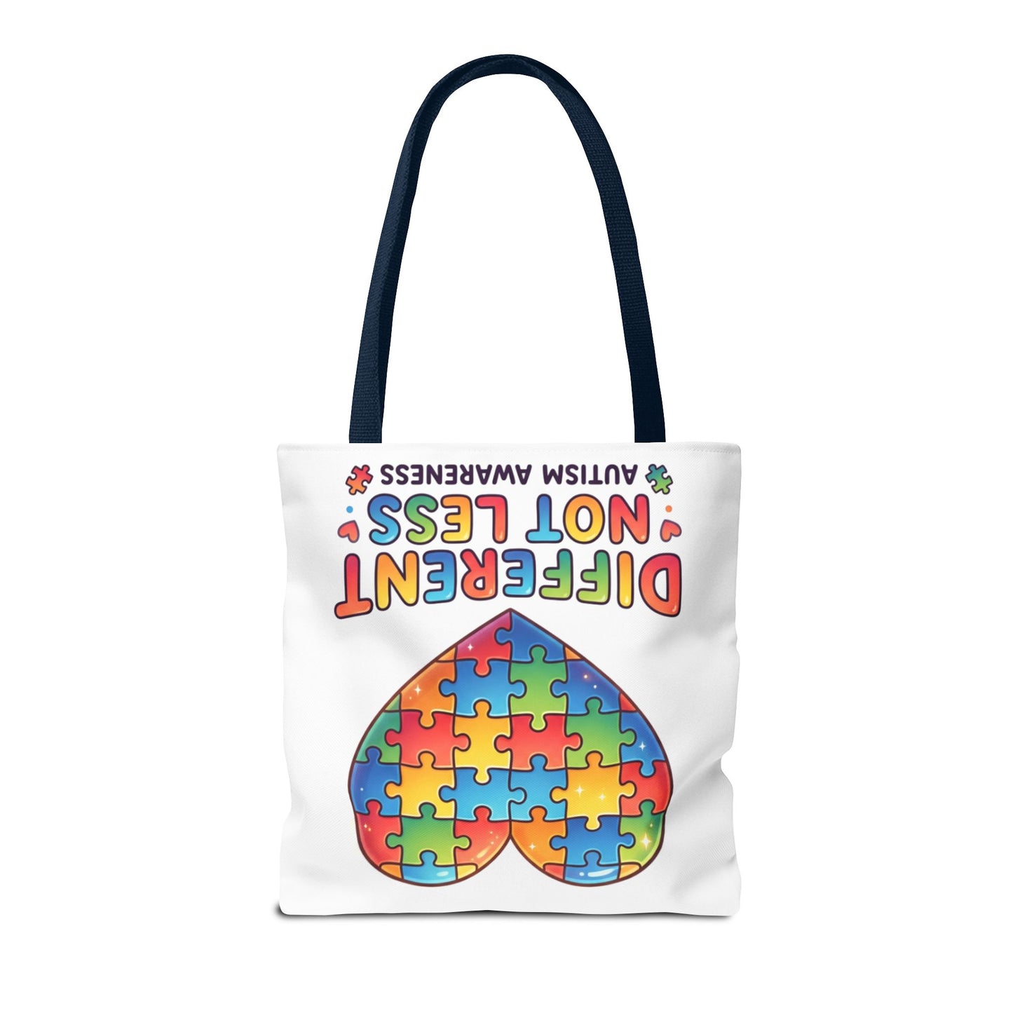 Autism Awareness Tote Bag — "Different Not Less" Puzzle Heart