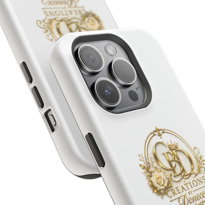 Magnetic Impact-Resistant Phone Case — Gold Floral Crest Logo