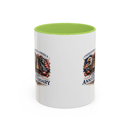 250th Anniversary Accent Coffee Mug — Patriotic United States Bell & Eagle Design (11/15 oz)