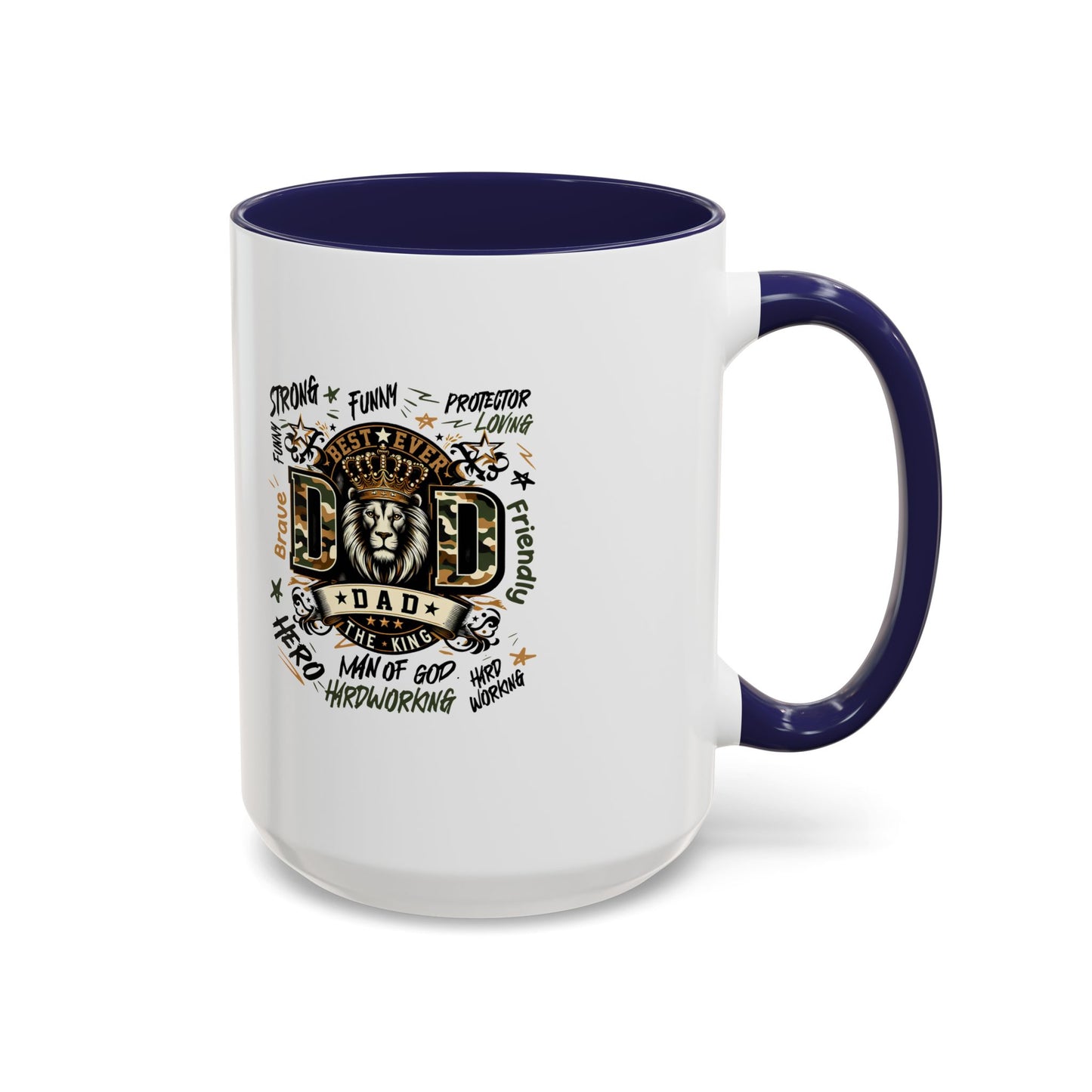 Dad King Lion Coffee Mug — 'Dad: The King' Accent 11/15oz Gift