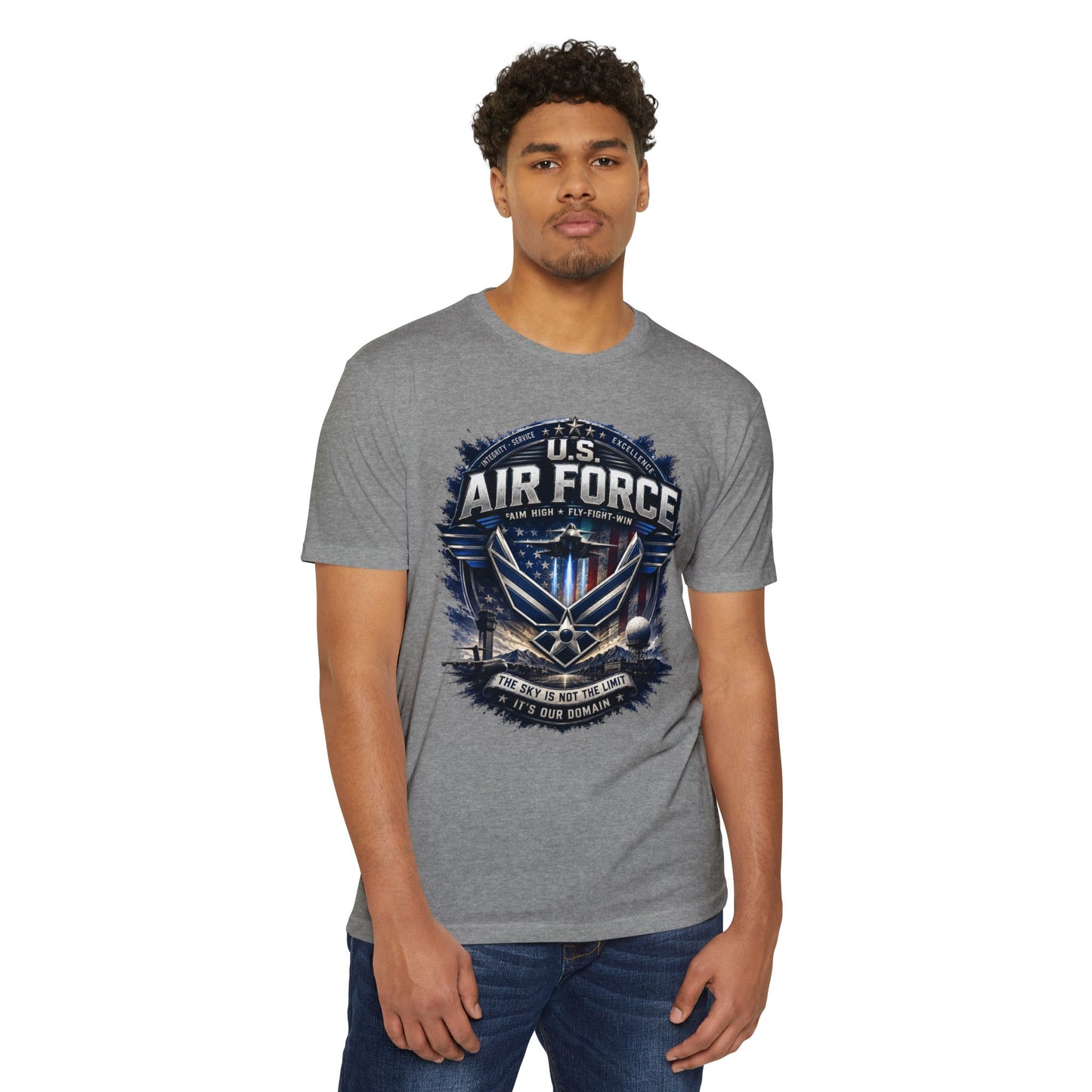 U.S. Air Force Graphic T-Shirt — Military Emblem Tee ("The Sky Is Not The Limit")