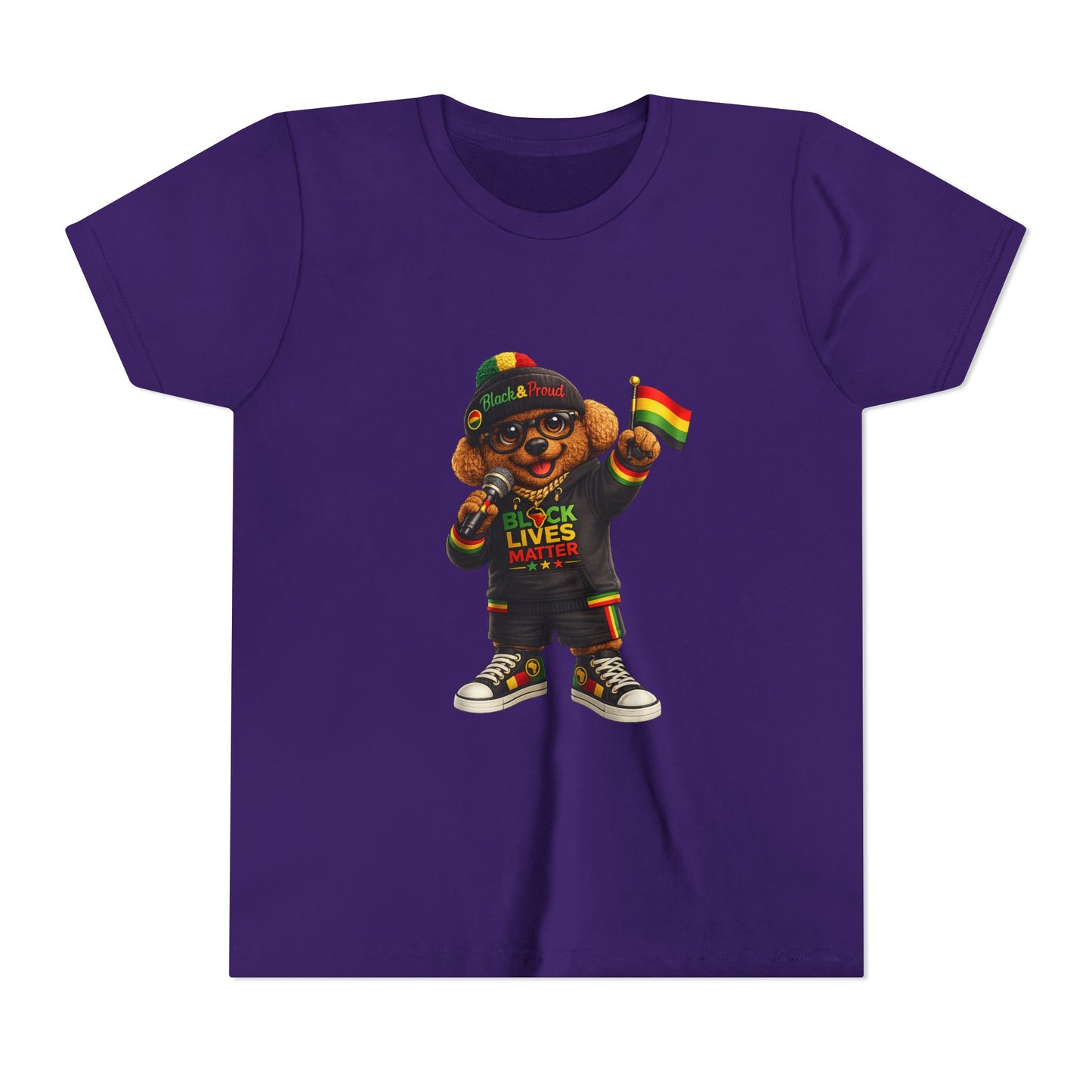 Youth Tee — Kid Bear Black Lives Matter Rasta Flag Shirt