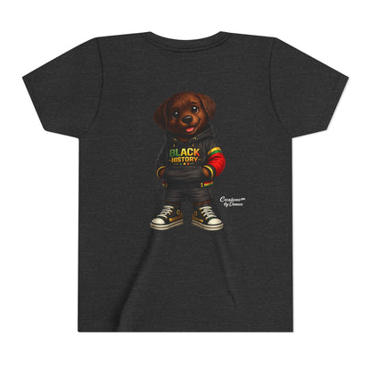 Youth Tee — Cute Puppy 'Black History' Graphic Shirt