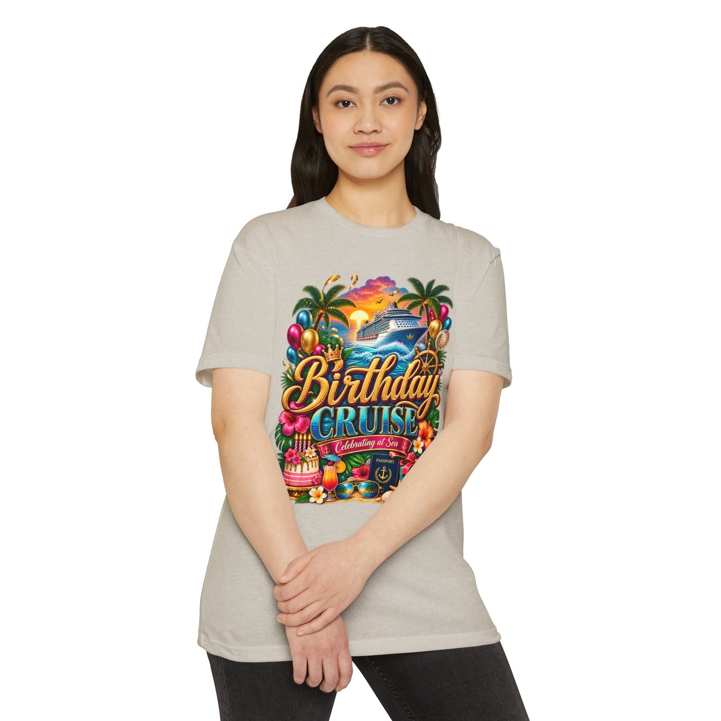 Birthday Cruise T-Shirt — Tropical Celebration Tee with Cruise Ship Design