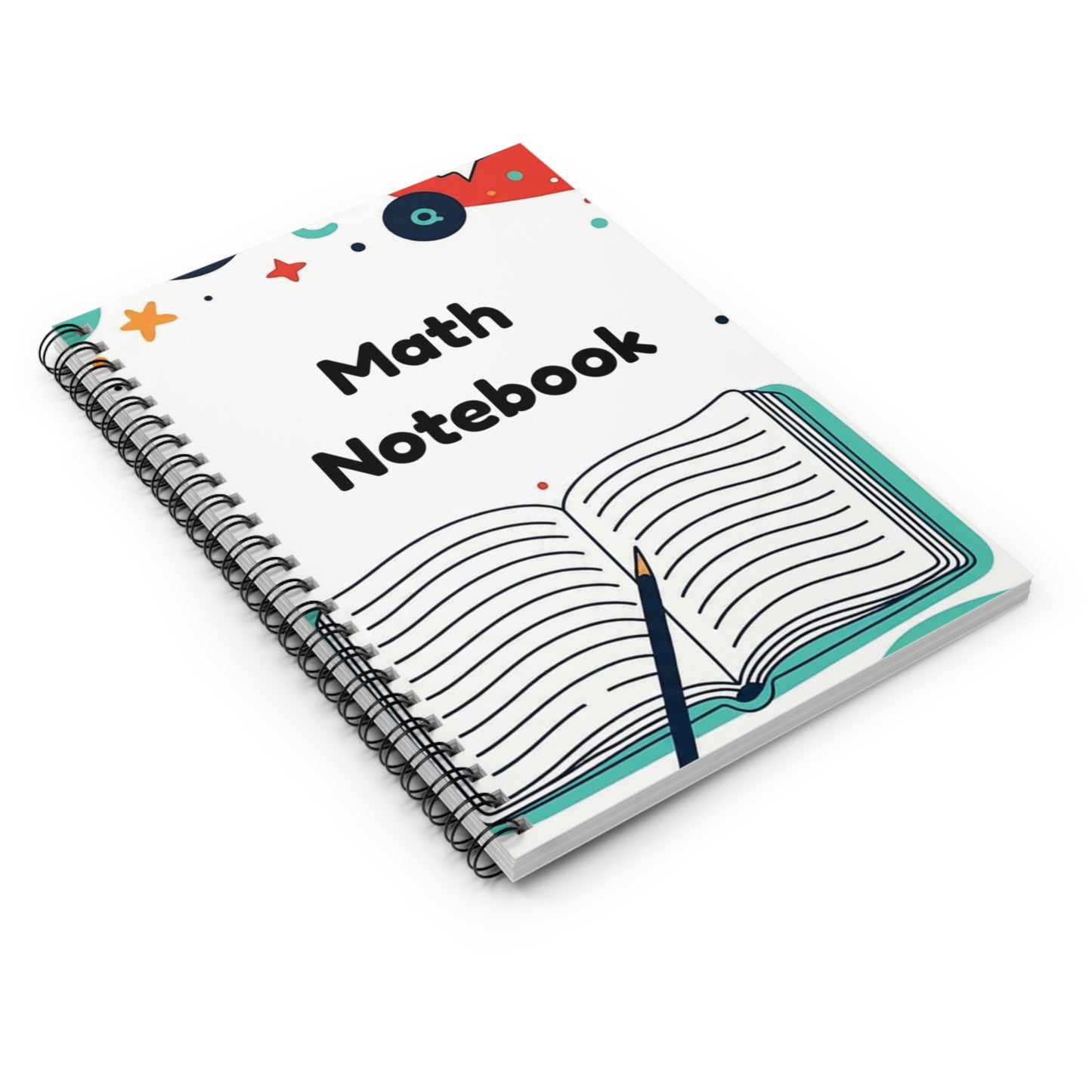 Math Notebook — Spiral Ruled School Notebook with Decorative Cover