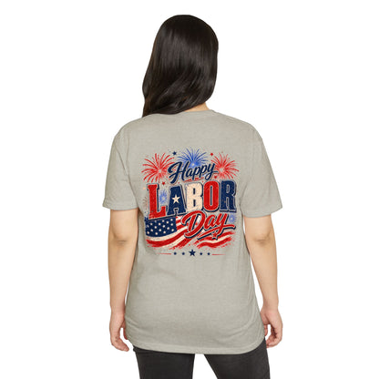 Labor Day T-Shirt — "Happy Labor Day" Patriotic Fireworks Tee