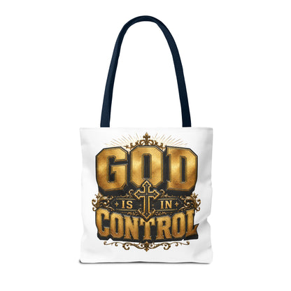 God Is in Control Tote Bag — Faith-Inspired Christian Tote for Church, Gifts & Everyday Use