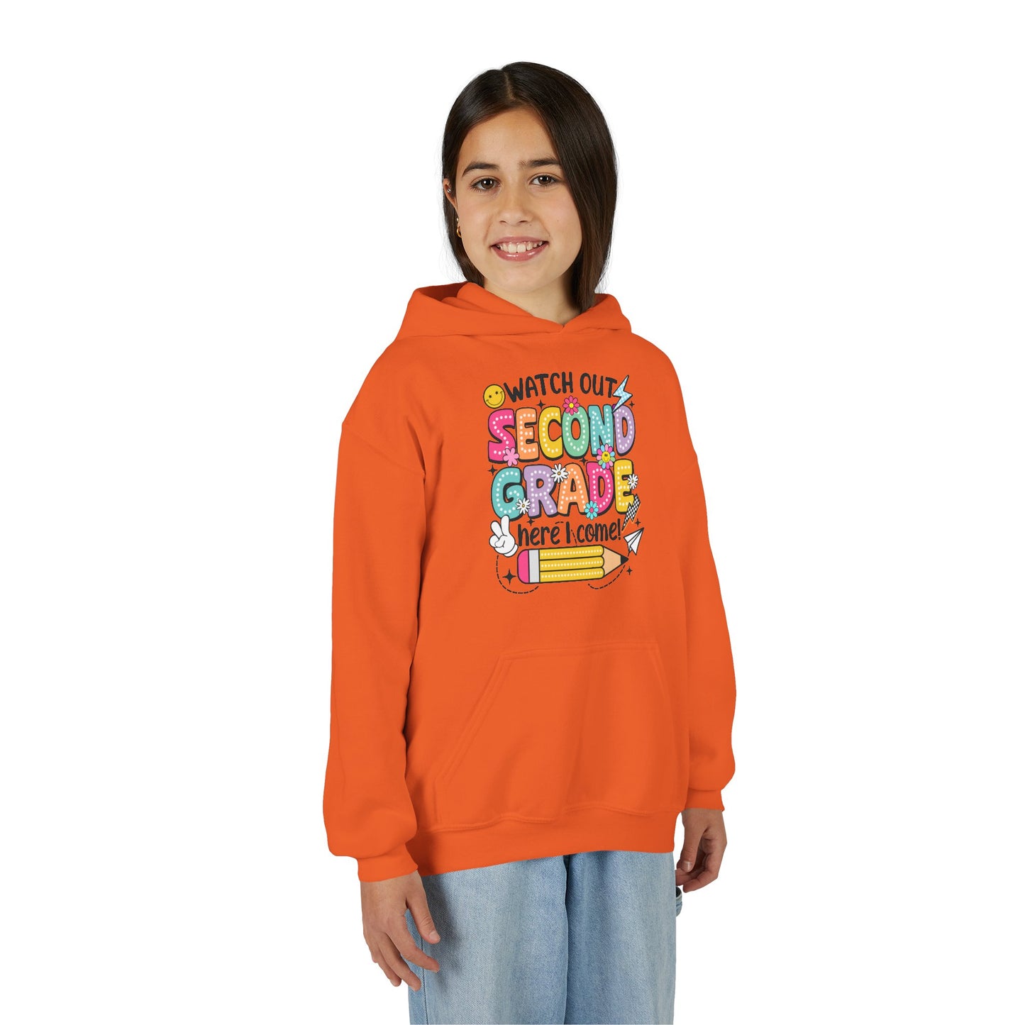 Second Grade Hoodie - "Watch Out Second Grade Here I Come" Back-to-School Kids Sweatshirt