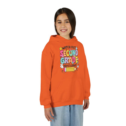 Second Grade Hoodie - "Watch Out Second Grade Here I Come" Back-to-School Kids Sweatshirt