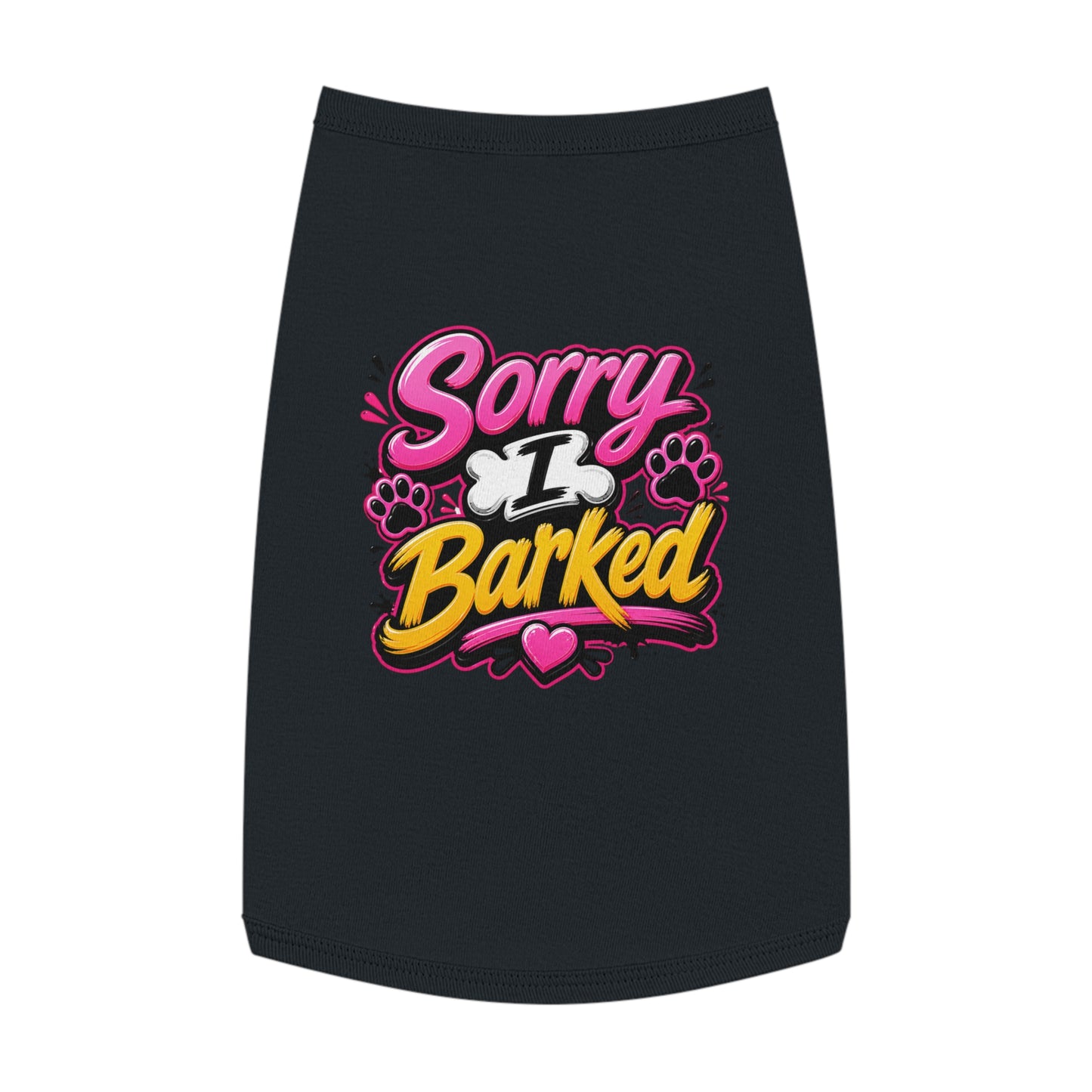 Dog Tank Top — “Sorry I Barked” Cute Paw Print Pet Shirt